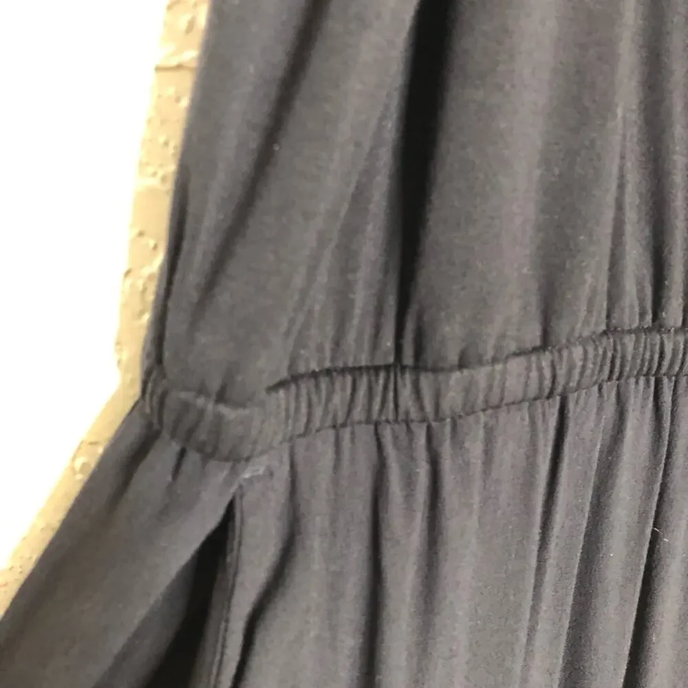 LOFT black ruffle trim wide leg sleeveless jumpsuit size Large